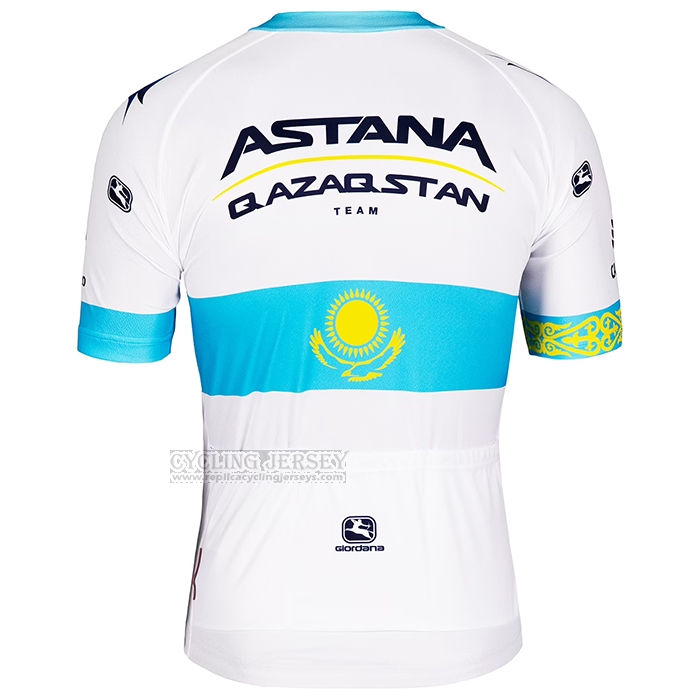 2022 Cycling Jersey Astana Bluee White Short Sleeve and Bib Short